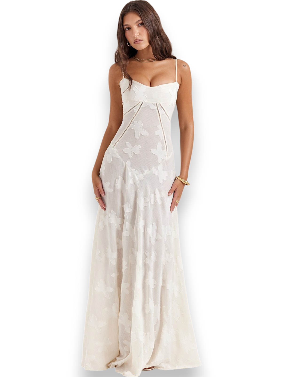 Amara - Blossom White Floral Vintage Gown