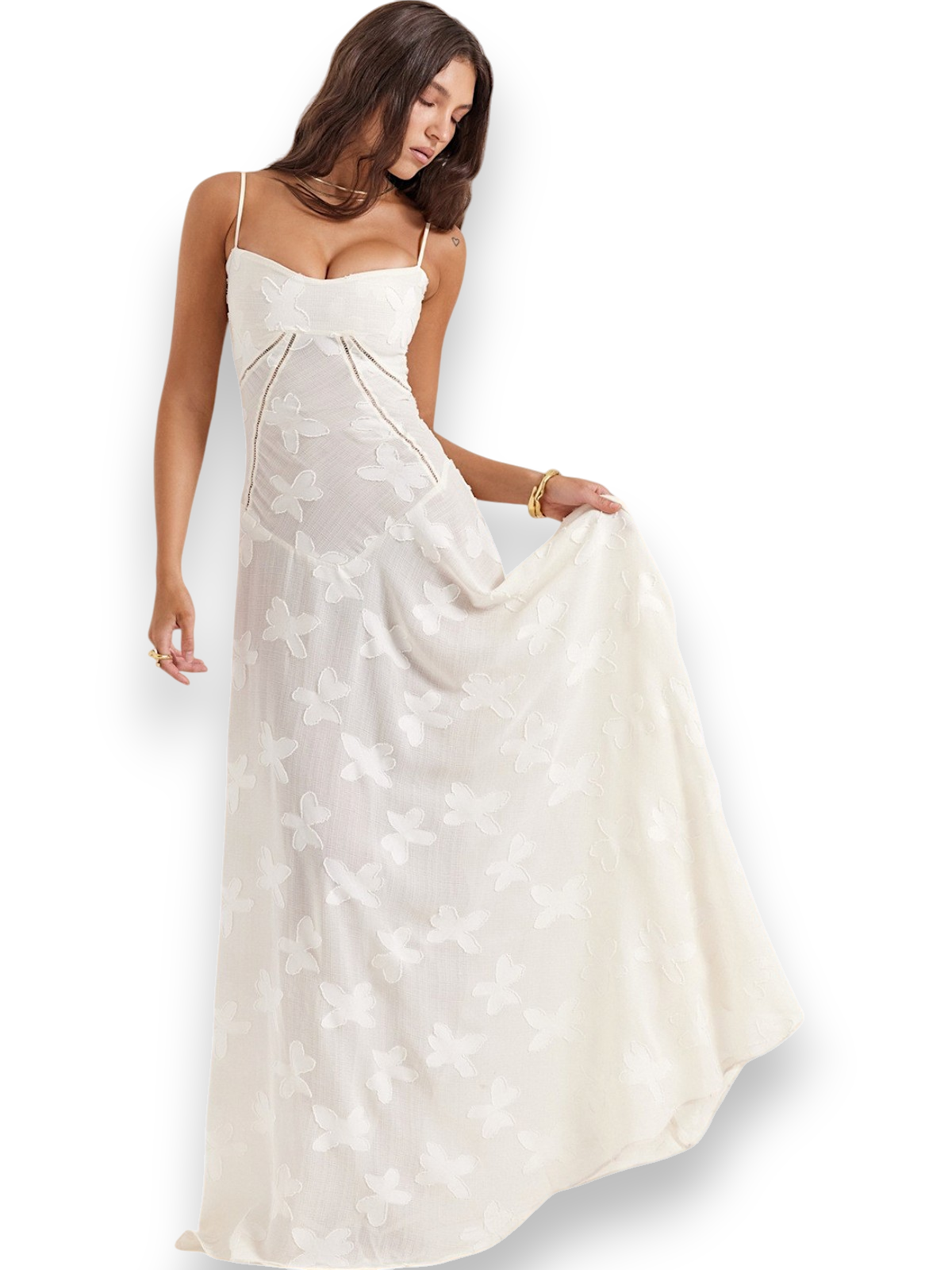 Amara - Blossom White Floral Vintage Gown