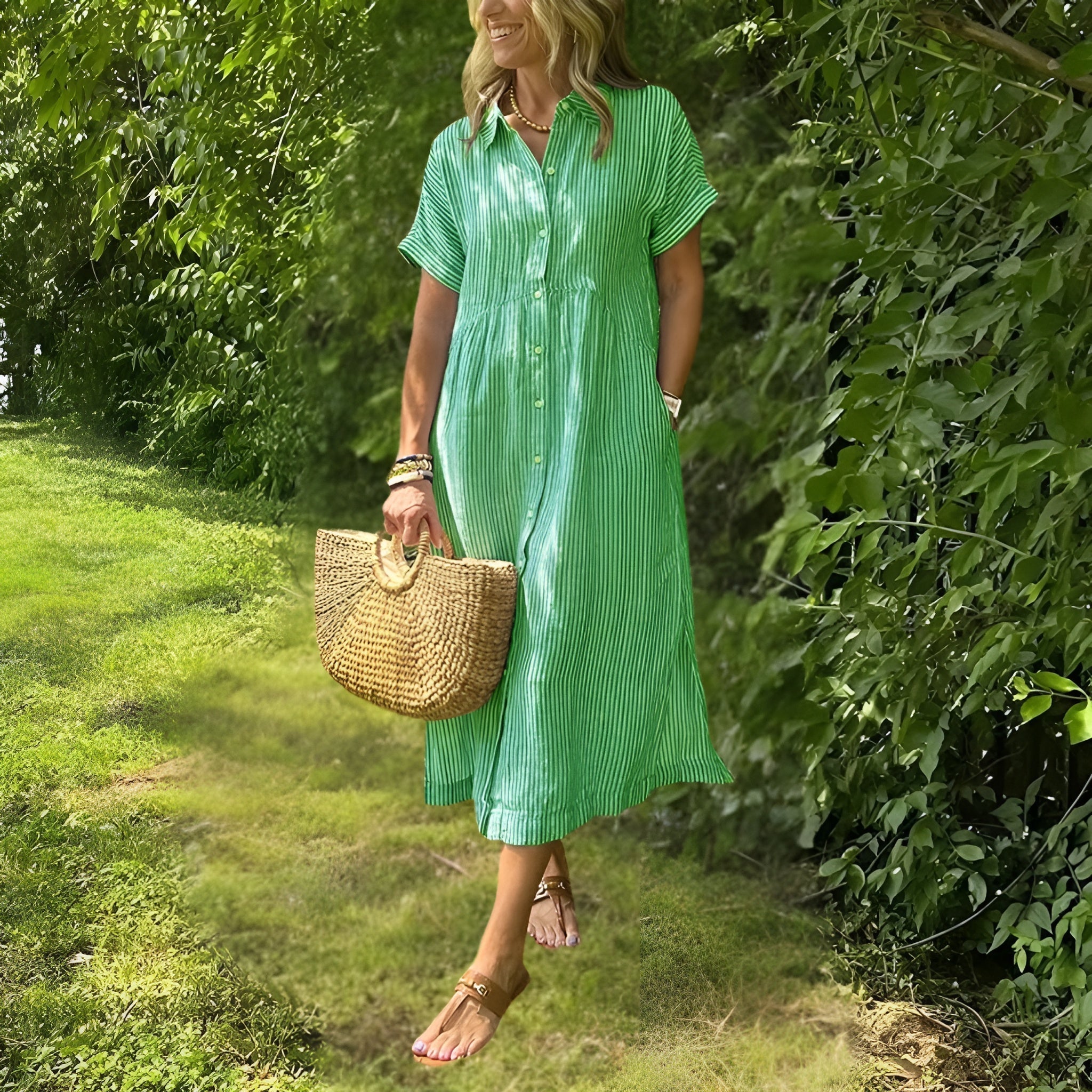 Florin - Flattering Striped Shirtdress
