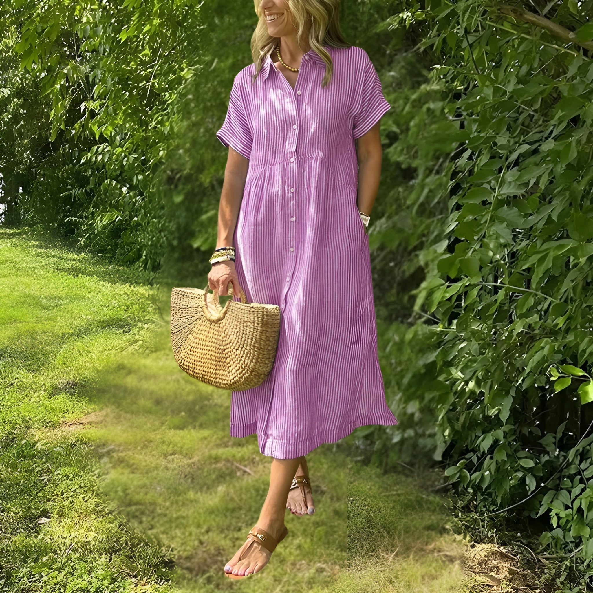 Florin - Flattering Striped Shirtdress