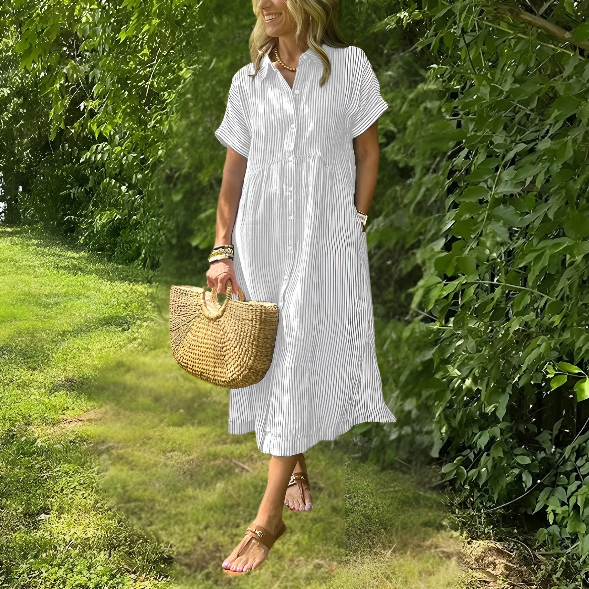 Florin - Flattering Striped Shirtdress
