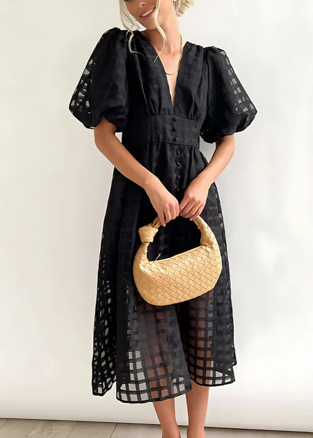 Cindy - Puff Sleeve Midi Dress