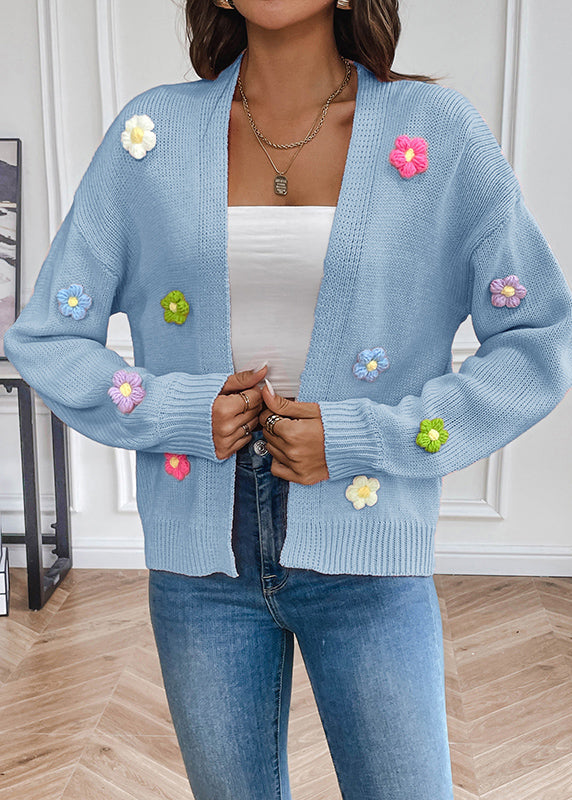 3D Floral Long Cardigan for Women - Stylish, Cozy All-Season Wear