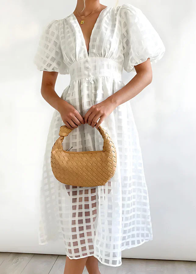 Cindy - Puff Sleeve Midi Dress