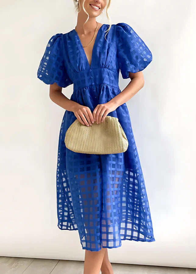 Cindy - Puff Sleeve Midi Dress