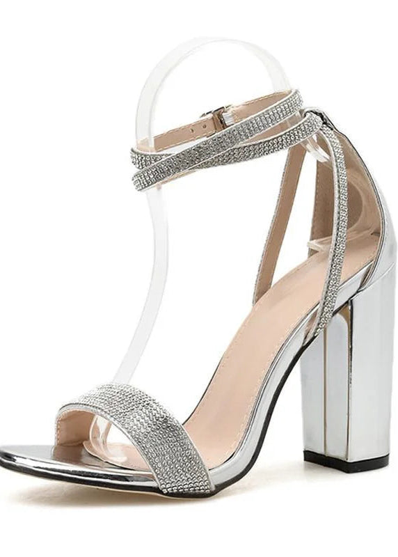 Women's Chunky Heel Rhinestone Pumps High heel Comfortable Sandals