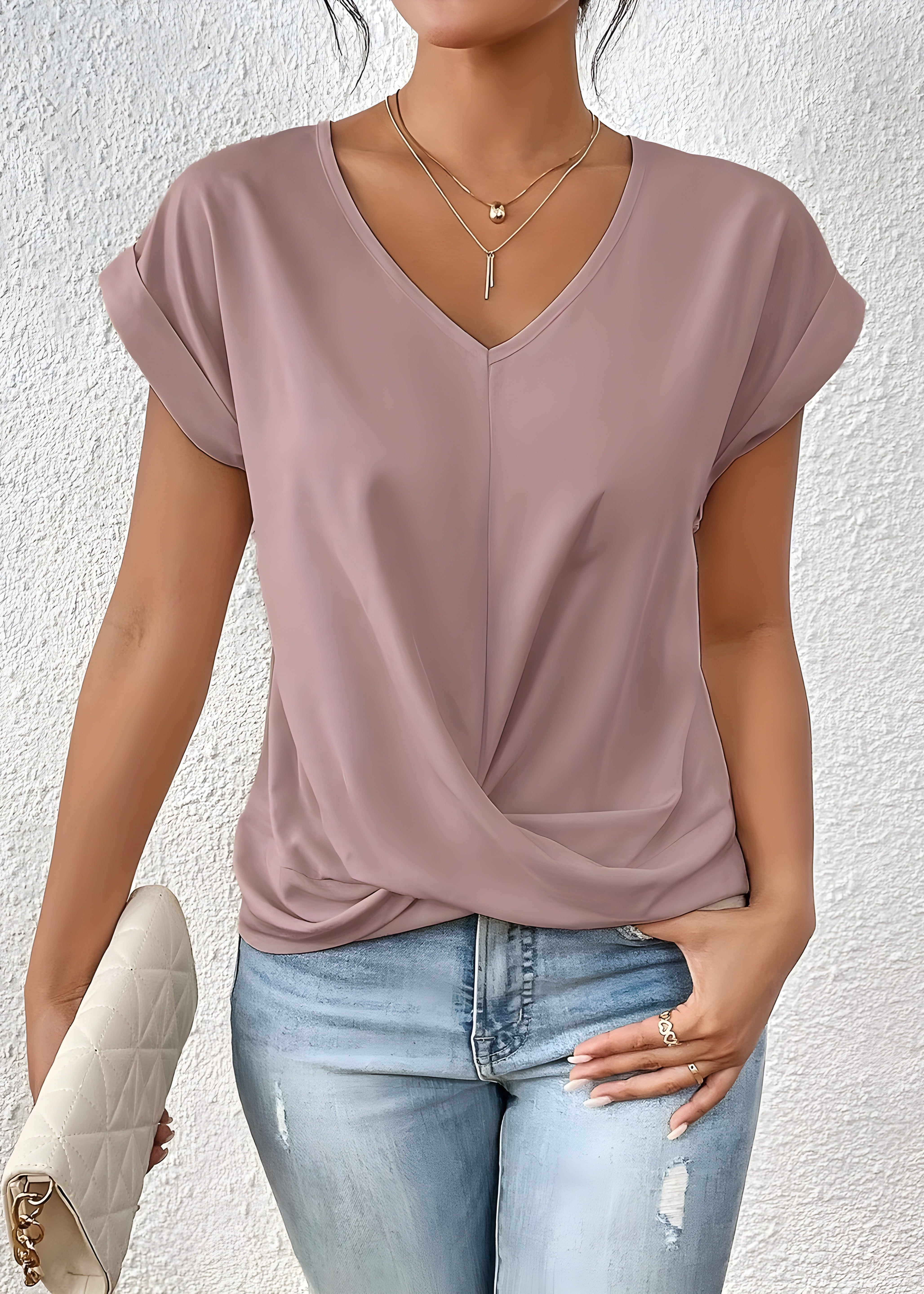 Maria – Twist Front V-Neck Top