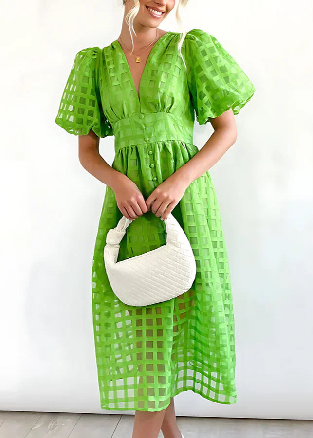 Cindy - Puff Sleeve Midi Dress