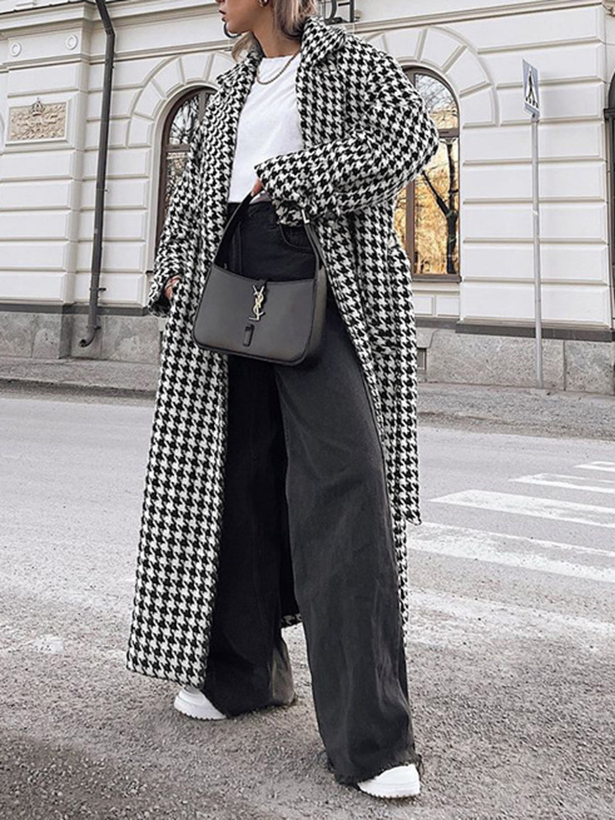 Adele - Houndstooth Tweed Trench Coat