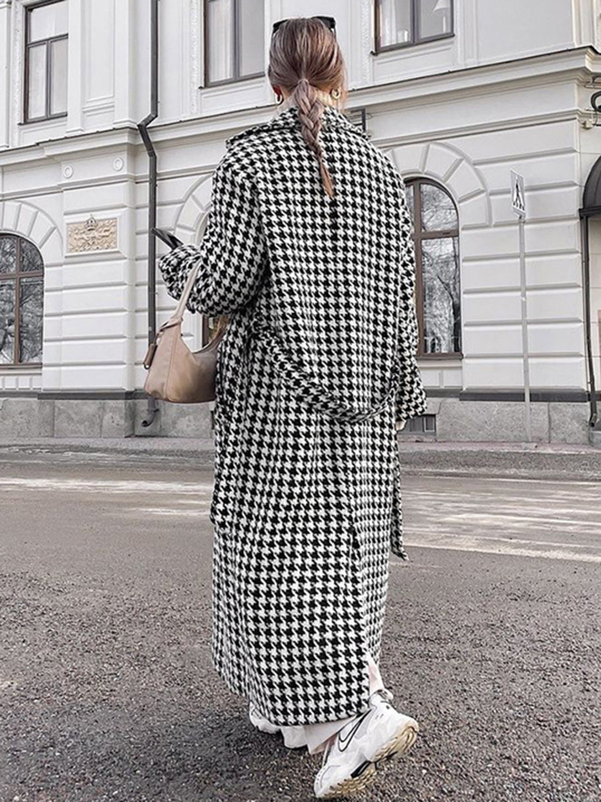 Adele - Houndstooth Tweed Trench Coat
