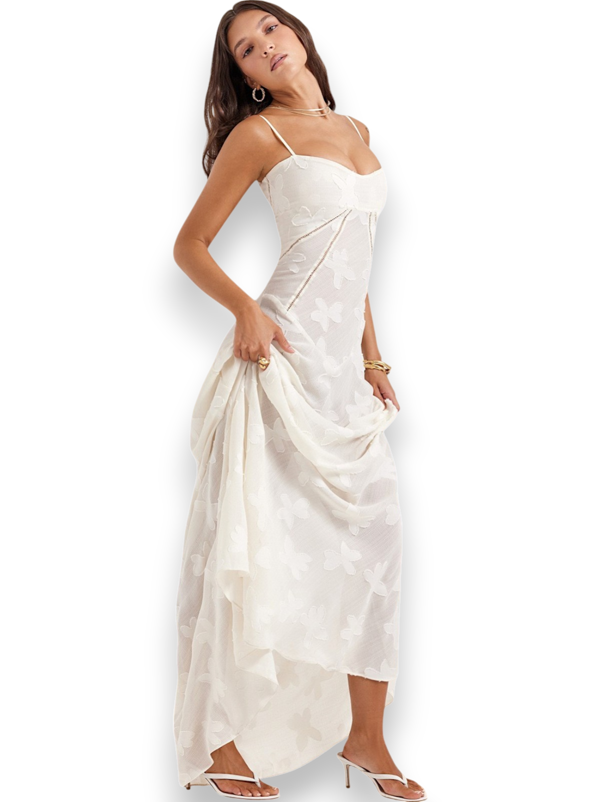 Amara - Blossom White Floral Vintage Gown