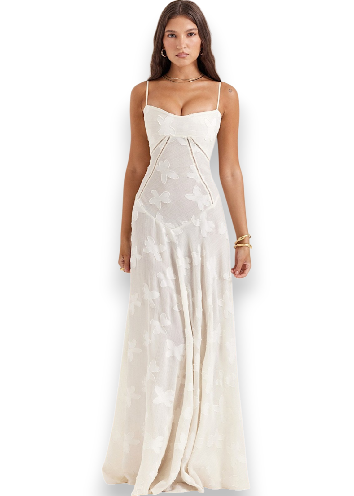 Amara - Blossom White Floral Vintage Gown