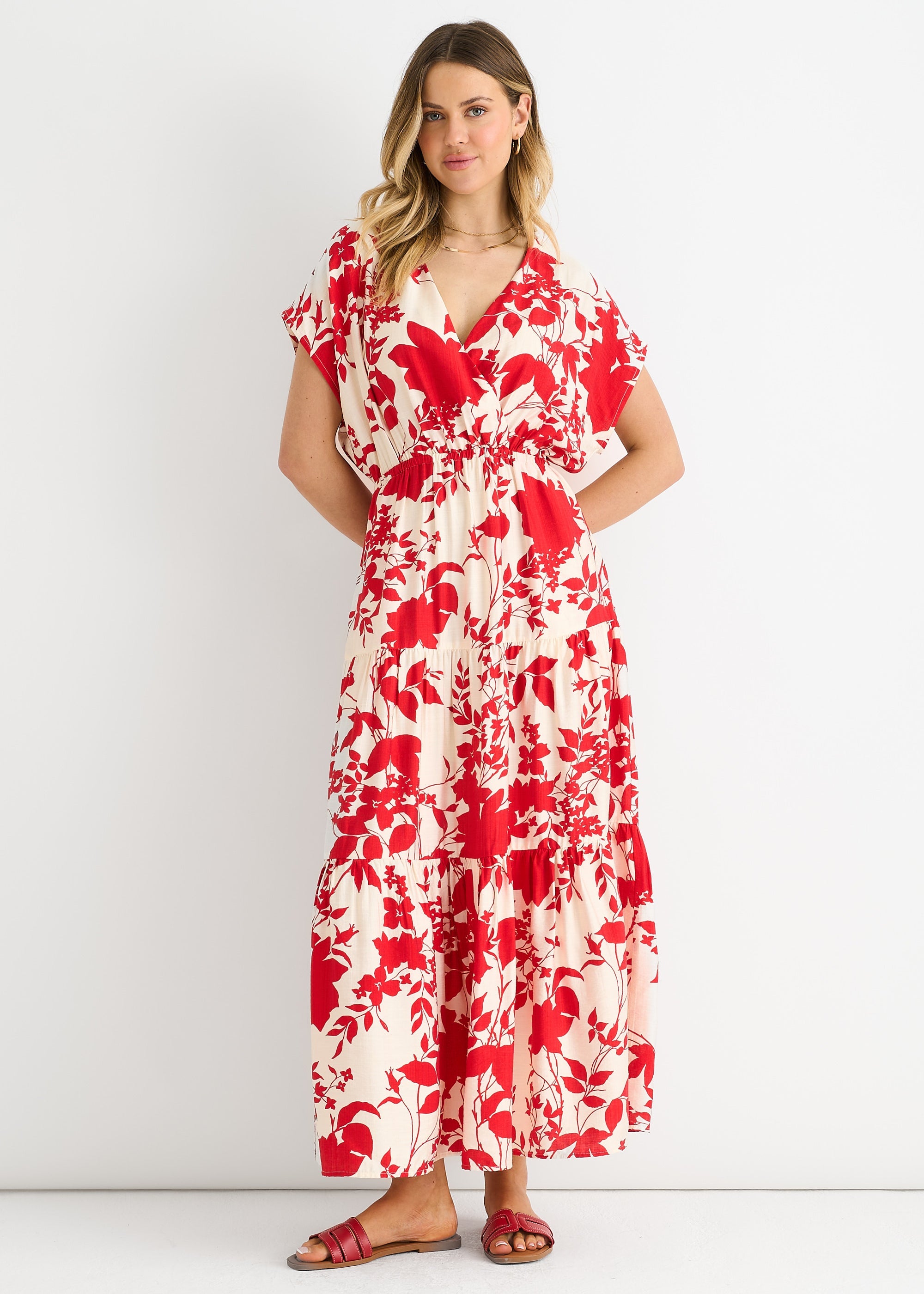 Tessie - Floral Elastic Waist Maxi Dress