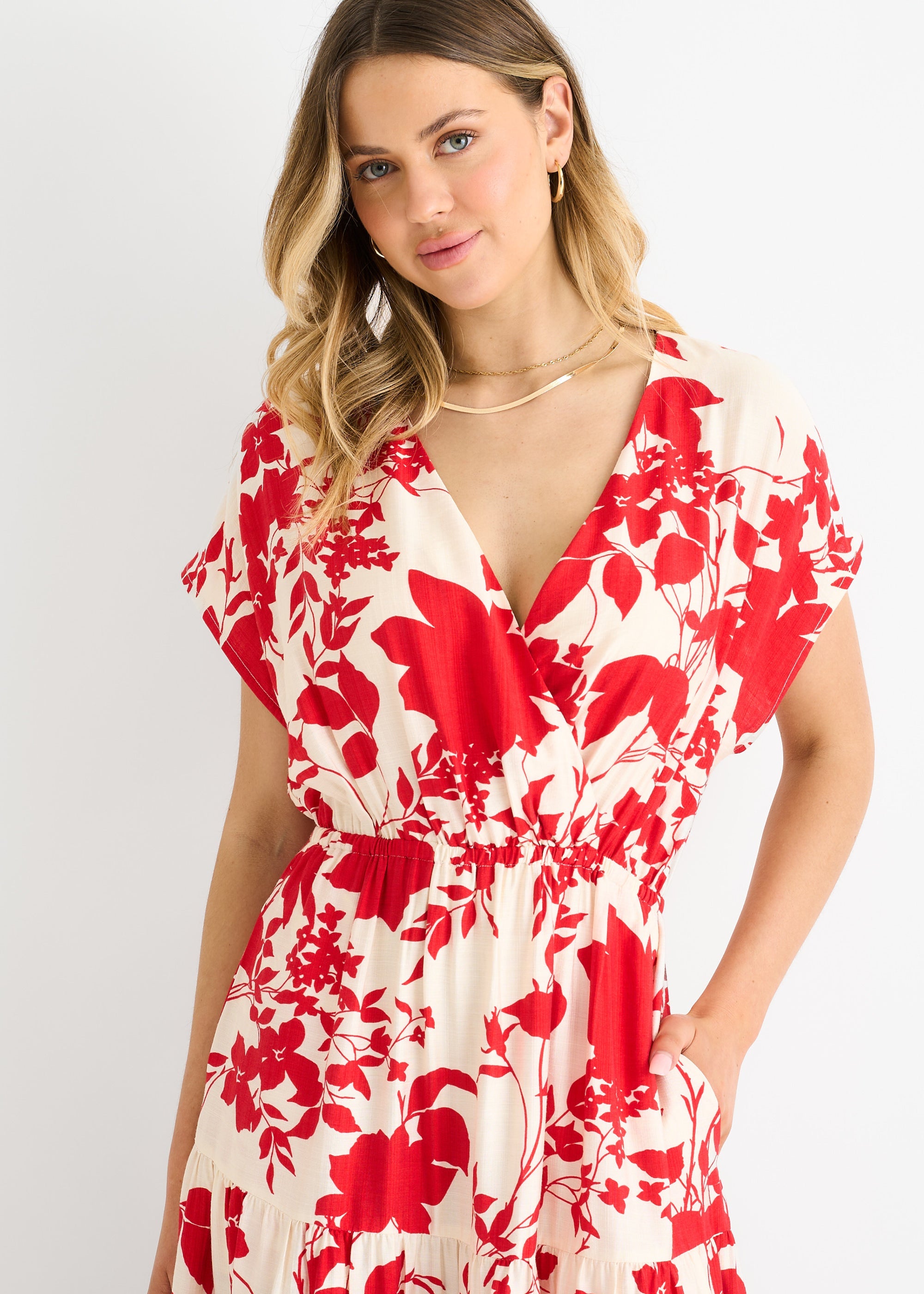 Tessie - Floral Elastic Waist Maxi Dress
