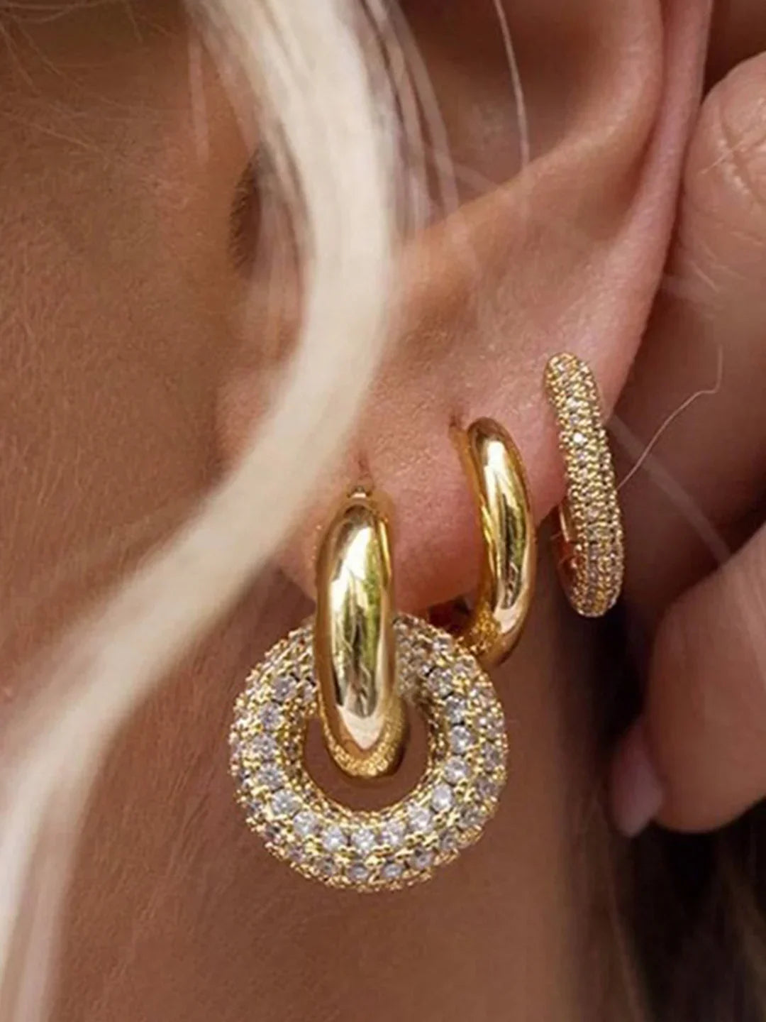 Retro Polished Double Hoop Earrings