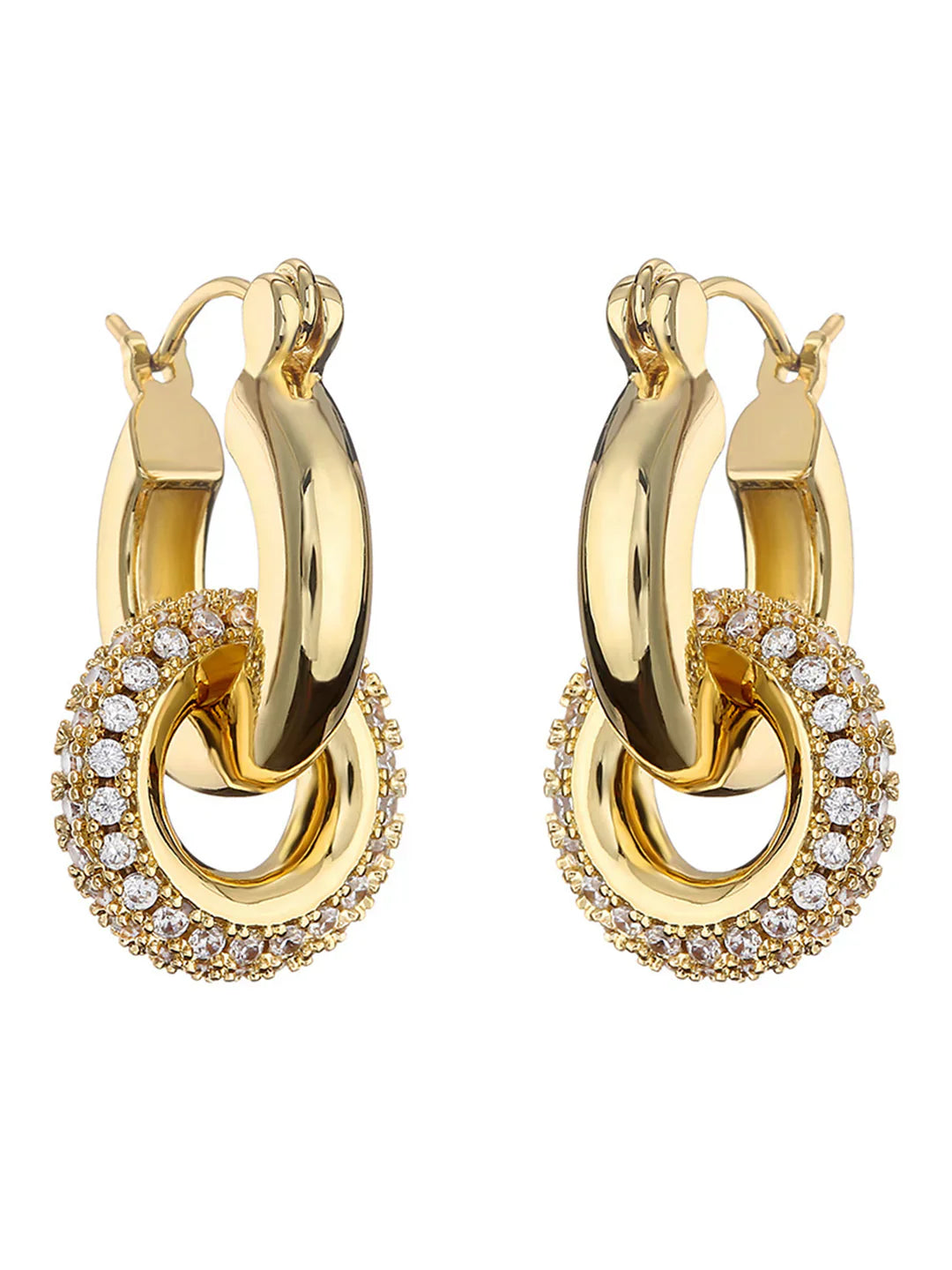 Retro Polished Double Hoop Earrings