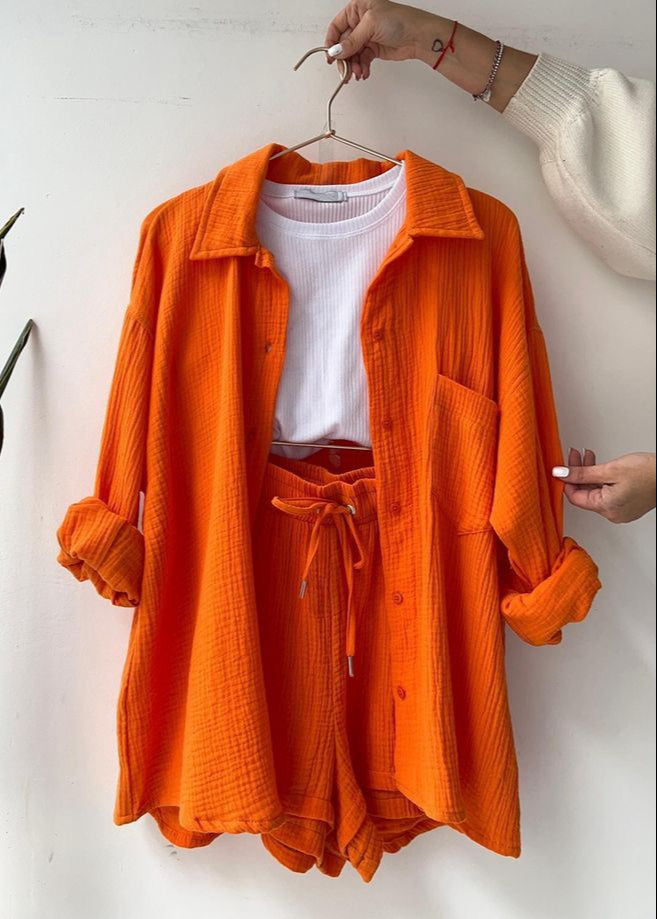Jaimy - Cotton Shirt & Short Set