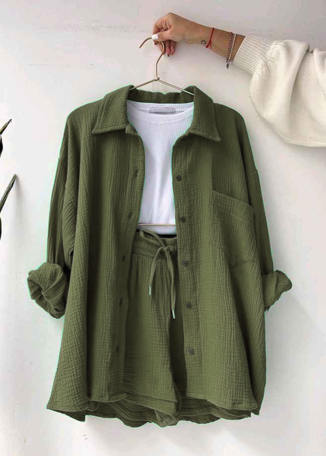 Jaimy - Cotton Shirt & Short Set