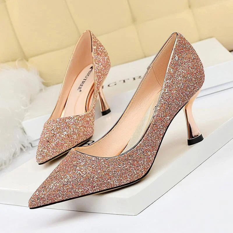 Women Chic Shiny Glitter Pumps